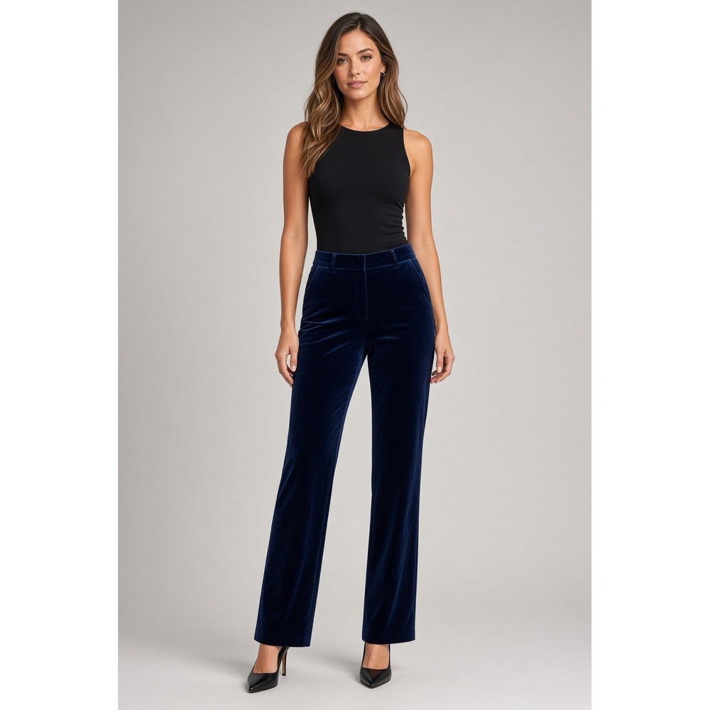 Theory Namiko ND Straight Leg Dress Trouser Pants n Midnight Velvet Women 6 $279